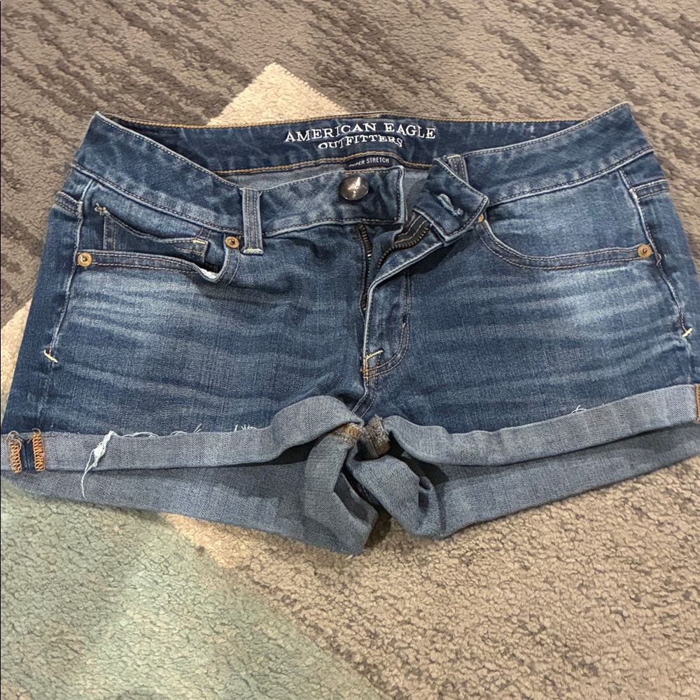 American Eagle Outfitters Medium Blue Rolled Hem Denim Shorts